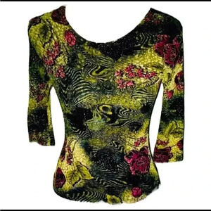 Brittany Black Stretchy Metallic Top Petite S